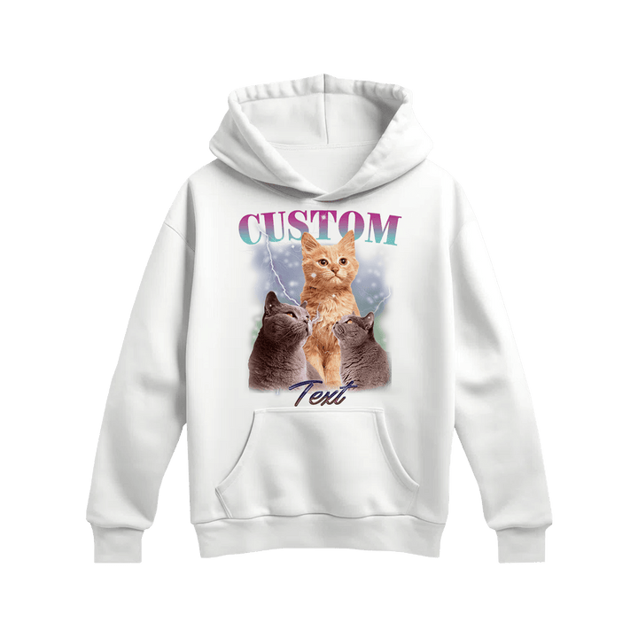 Personalizowana Bluza z Kapturem - w stylu Bootleg ze zdjęciami Twojego kota - Mejkmi - Personalizowane Prezenty Dla Twoich Bliskich!